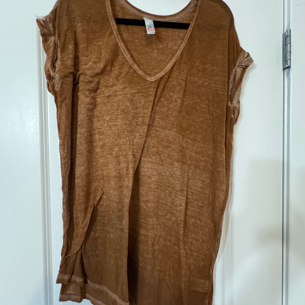 Free People Brown V-Neck Women's Top